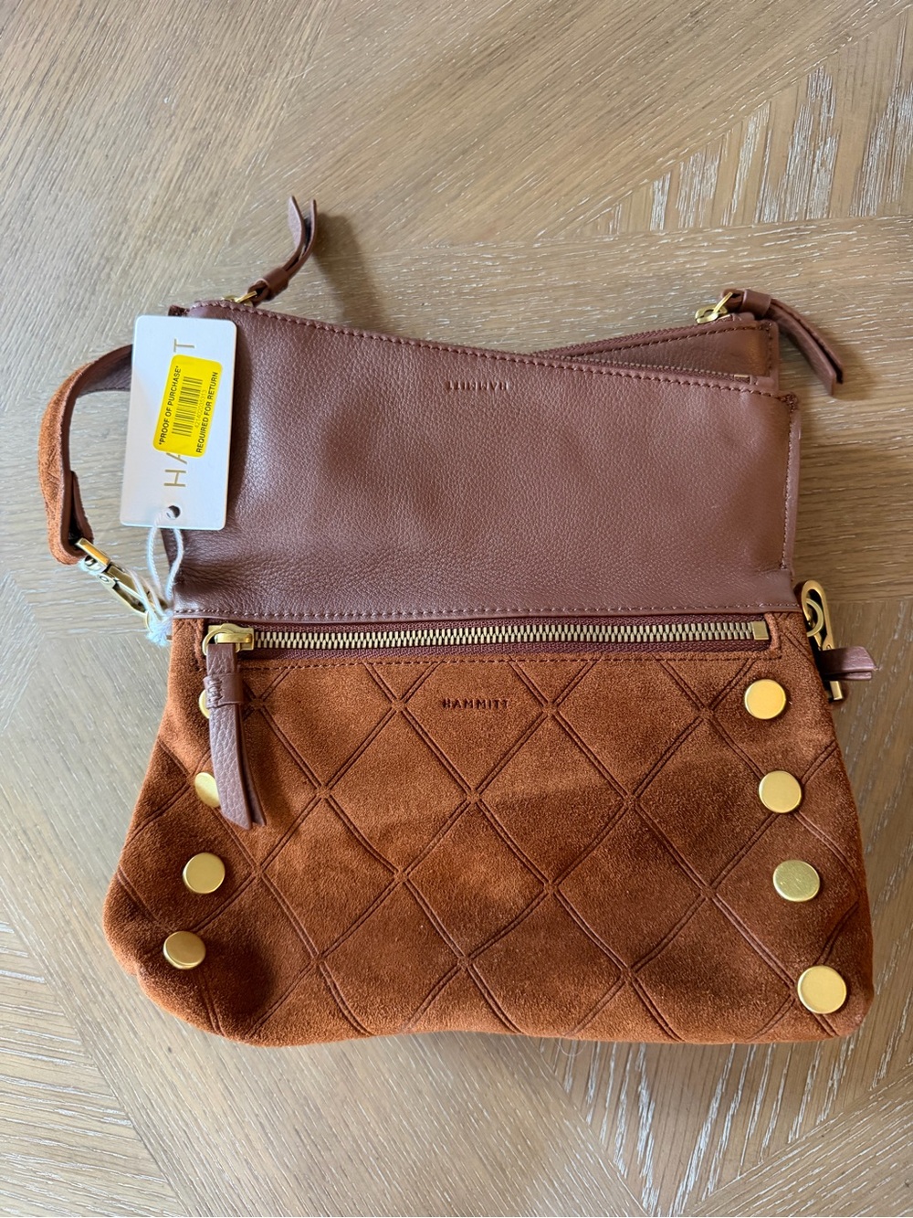 Hammitt Dillon Small crossbody bag in chocolate diamond suede NWT - Picture 4 of 5